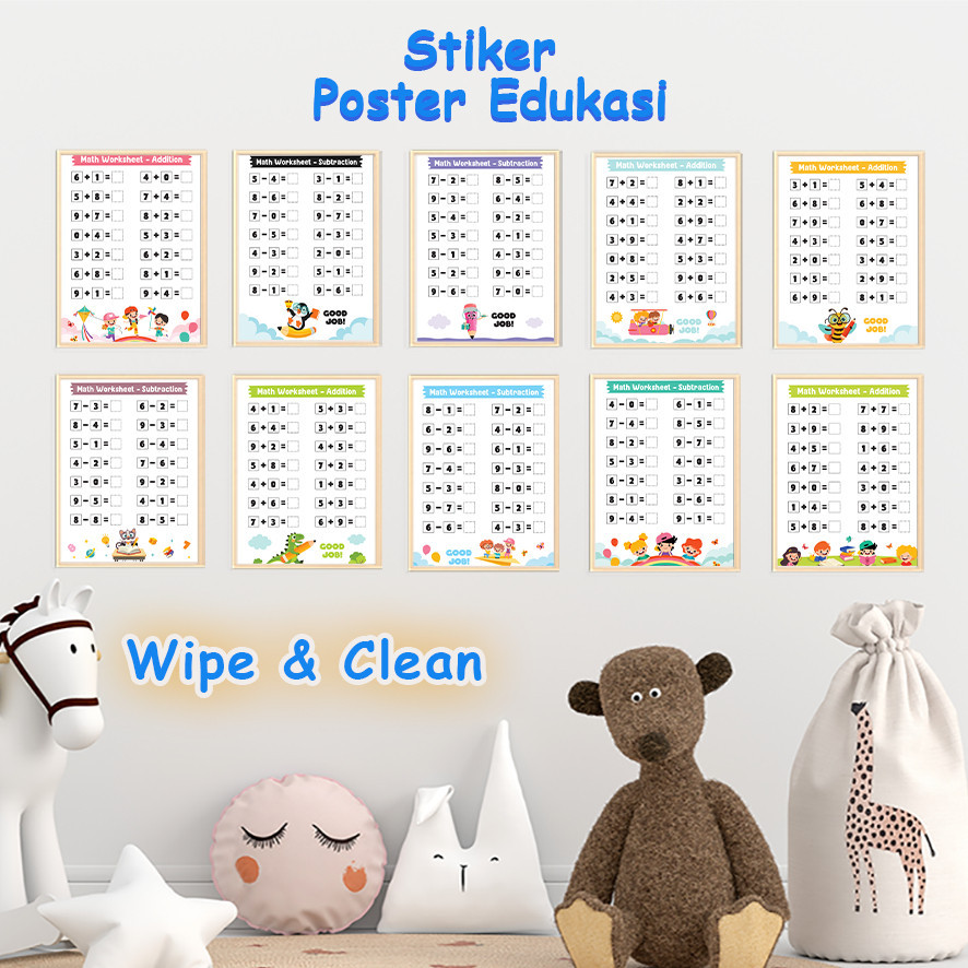 

Stiker Poster Dinding Penjumlahan dan Pengurangan Edukasi Anak ukuran 25x35cm