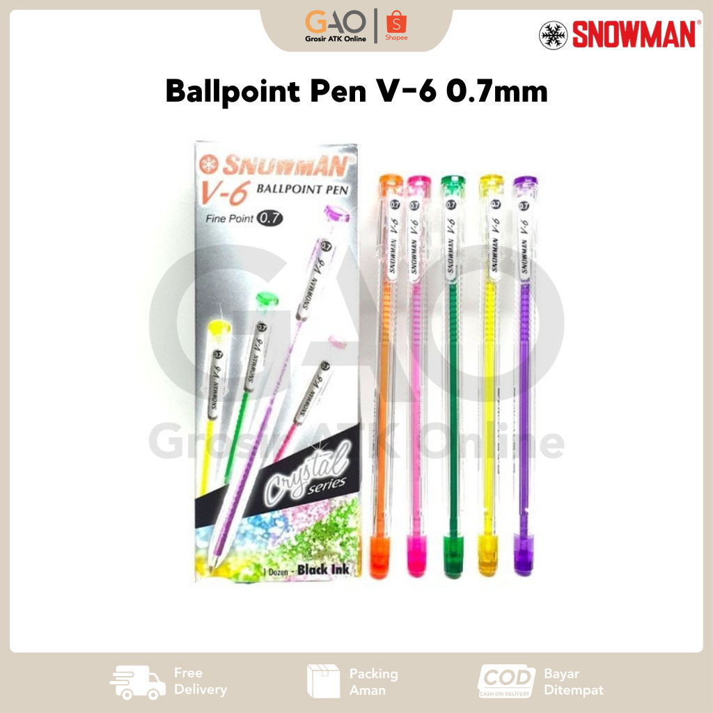 

Ballpoint Pen V-6 Snowman 0.7 / Pulpen V-6 Snowman 0.7 (1Pack Isi 12Pcs)