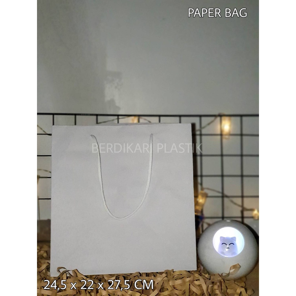 

Paper Bag / Tas Kertas Polos Warna Putih Ukuran 24,5 x 22 x 27,5 CM (R10)
