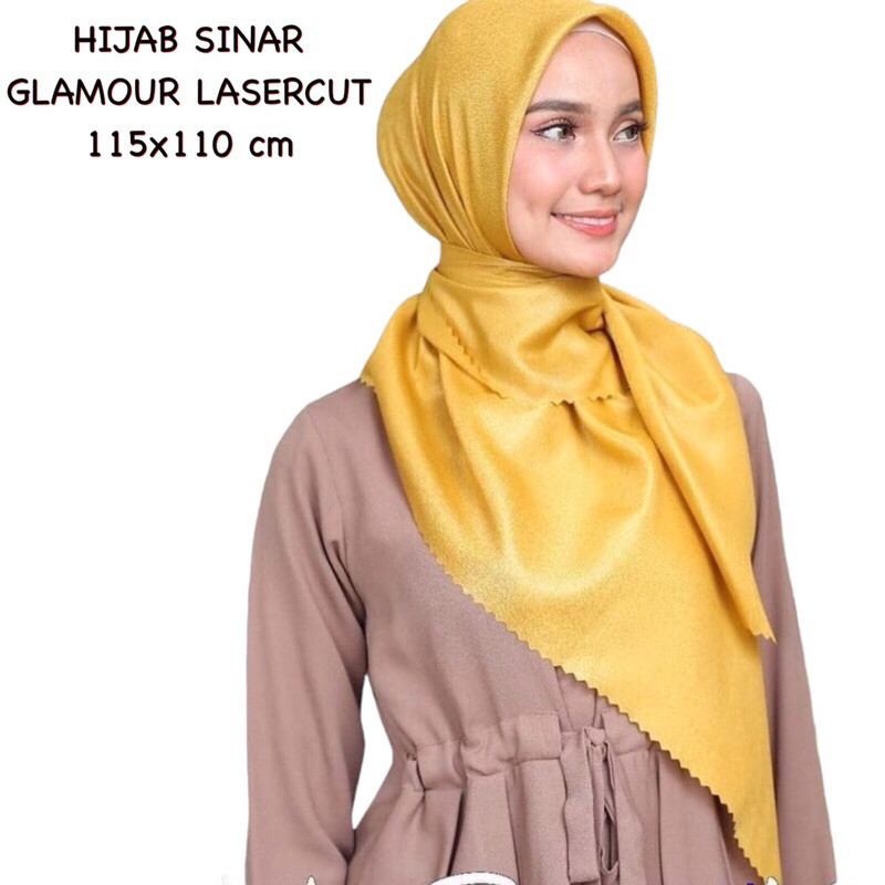 SHINAR GLAMOUR Hijab Segiempat Polos Glitter