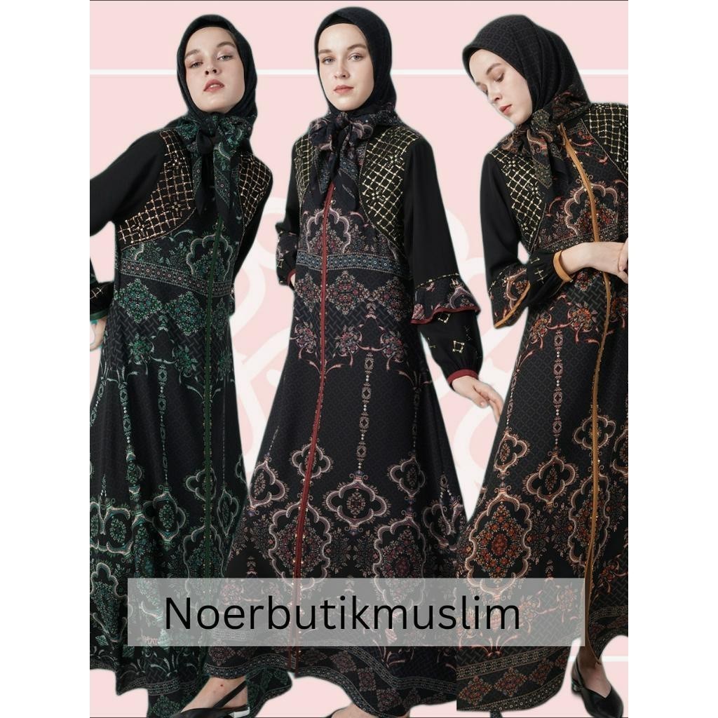 PROMO CUCI GUDANG Hikmat Original Fashion A9223 - Abaya Hikmat  - noerbutikmuslim - Gamis lebaran - Gamis Mewah - Gamis Premium