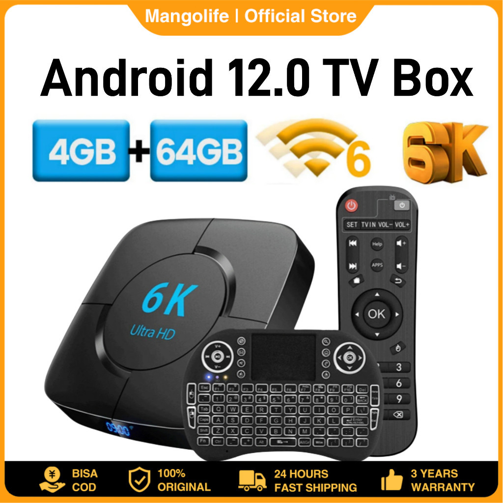 Android 12.0 Tv Box 4GB Ram 64G Rom Smart Wifi Tv Box Allwinner H618 Quad Core 2.4G/5GHz 6K Ultra HD STB Video Media Player Set Top Box