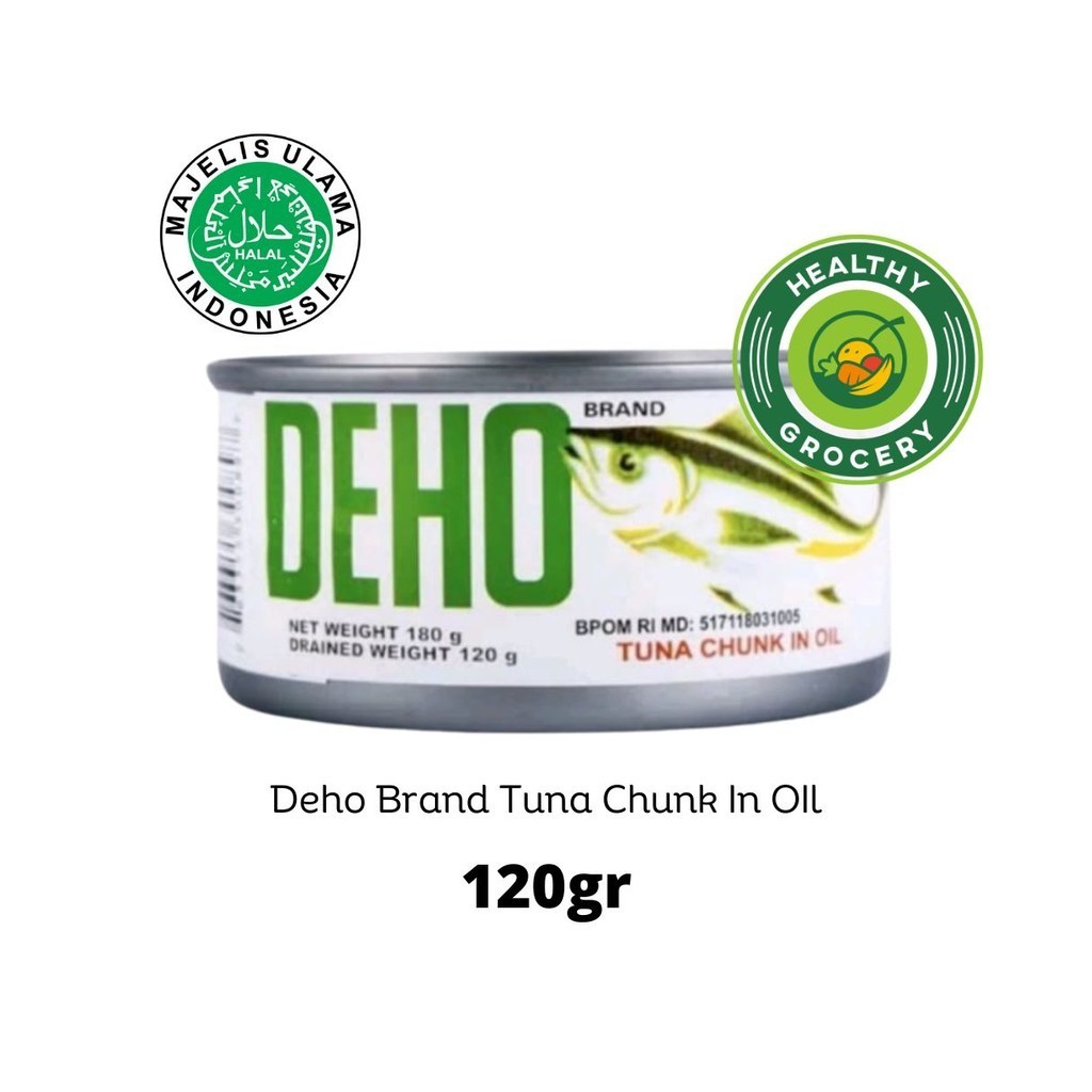 

Deho Brand Tuna Chunk In Oil 120gr / Ikan Tuna Dalam Minyak