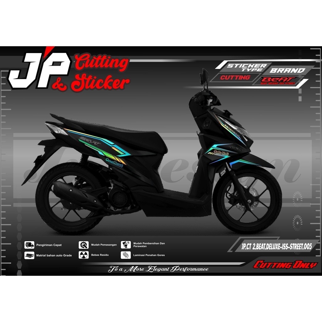 Sticker CUTTING BEAT DELUXE ISS STREEET - Stiker Striping Cutting Body HONDA BEAT DELUXE-ISS-STREET 