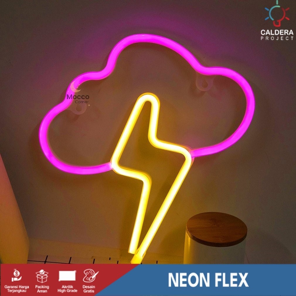 Lampu Tidur Neon Bentuk Awan Petir Cloud Lightning Neon Light LED Dekorasi Hias Kamar Anak Aesthetic