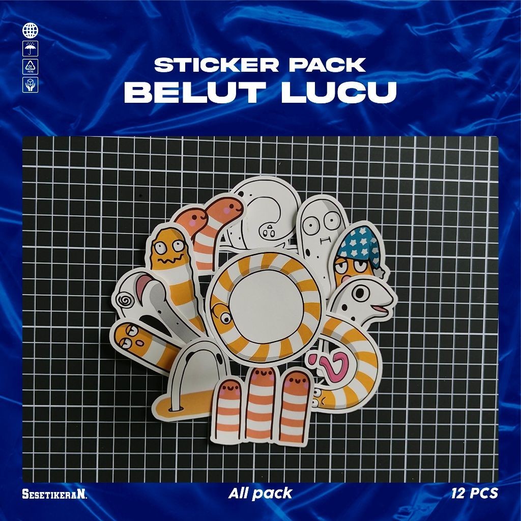 

COD✨ Sesetikeran Stiker Pack Belut Lucu Untuk Koper Laptop Skateboard