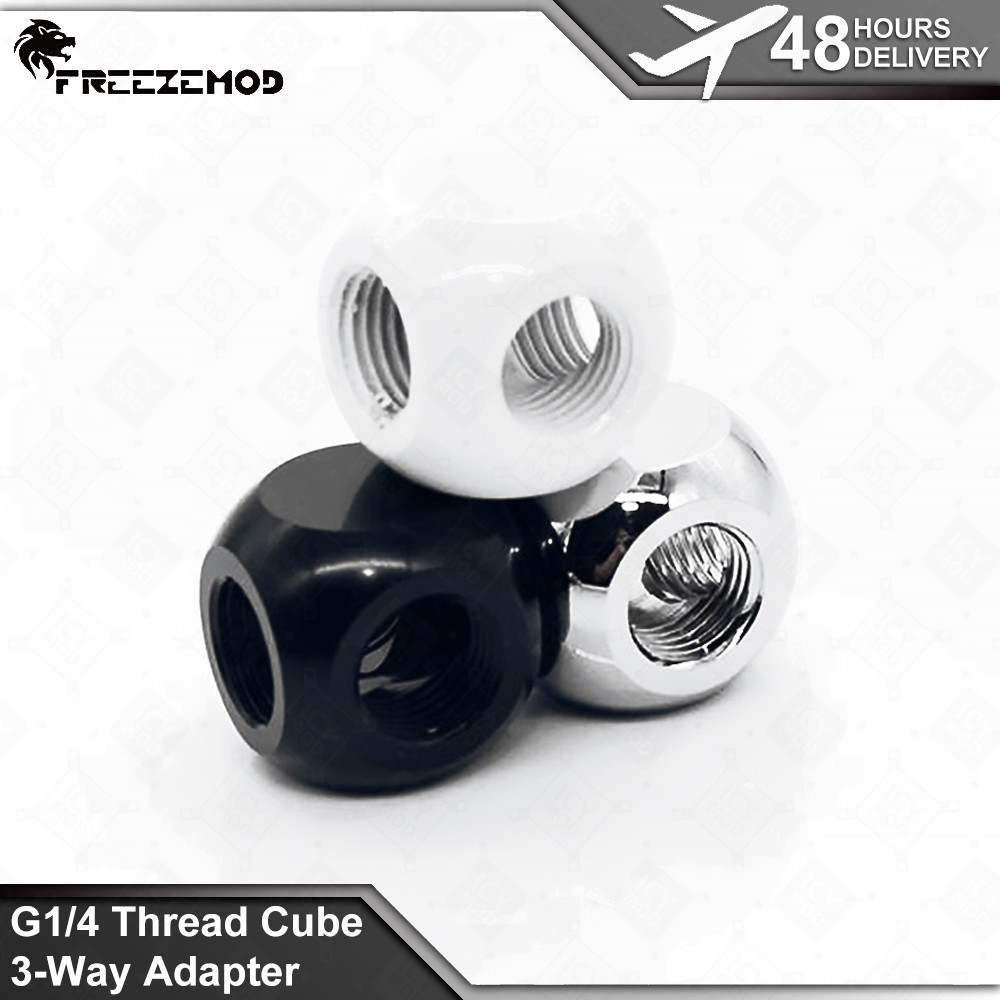 3-way Adapter 3Ways G1/4 Thread Tripple Way Cube Brass Water Cooling Fitting Connection MOD Cooler T