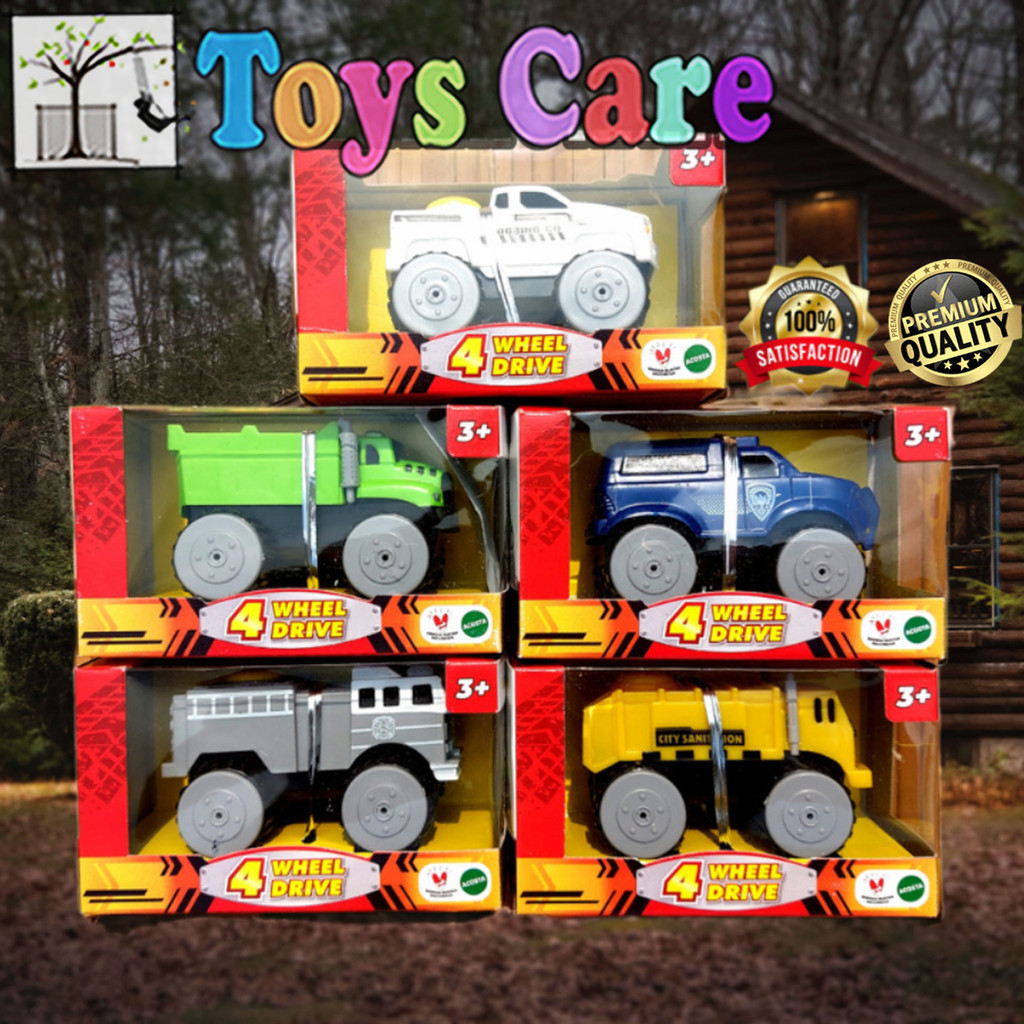 HAPPY TRUCK 4 WHEEL DRIVE 4 WD HOTWHEELS RUGGED HAULER GARBAGE LOAD DIRT DUMPER POLICE RESCUE FIRE D