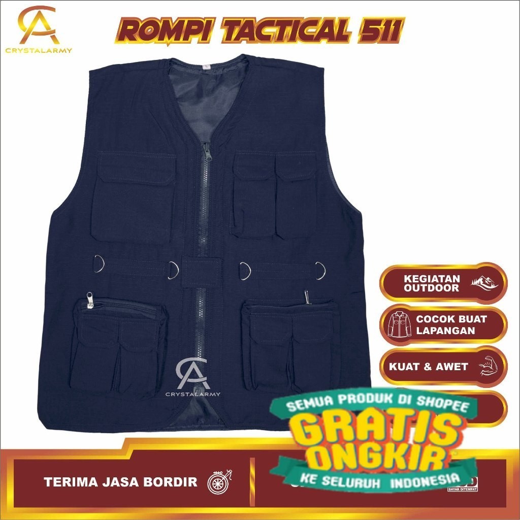 JAKET ROMPI TACTICAL OUTDOOR 511 ROMPI VEST ORIGINAL CRYSTAL / Rompi BNPB / Rompi Multipungsi/ Best 