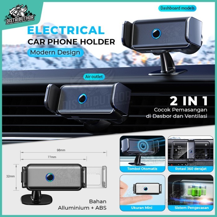 ✨BISA COD✨ -Car phone holder mobil ac dashboard buka tutup otomatis stand hp eevo