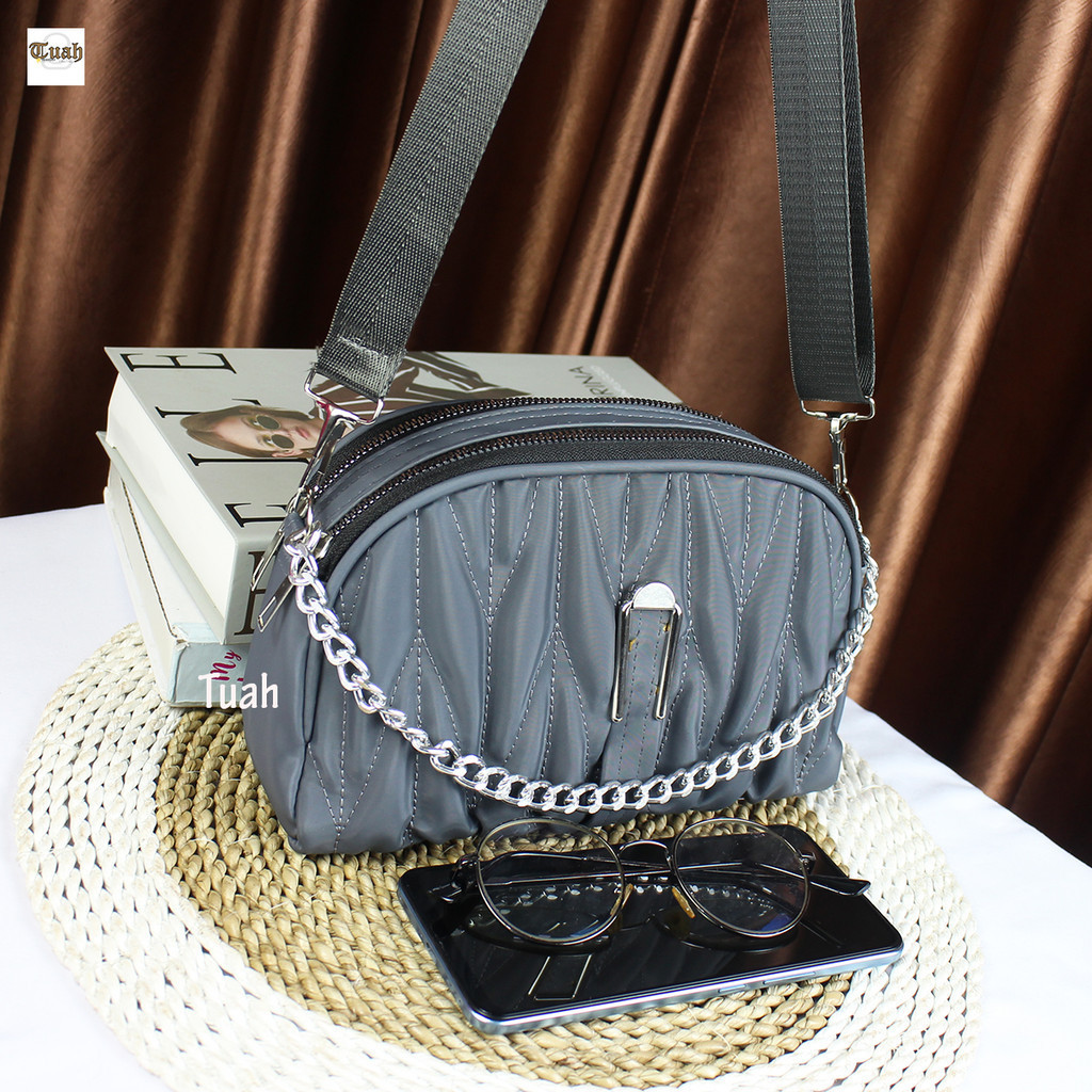 Tas Selempang Wanita Terbaru Dari " CECILLA_STORE " SL Kerang  Rantai Ulir NekeL Parasut Crocoly   N