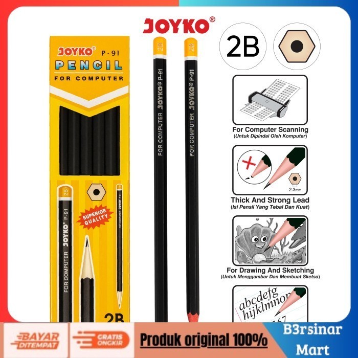 

[BAYAR DI TEMPAT] PROMO Pencil / Pensil Joyko P91 / 2B / 1 BOX 12 PCS COD