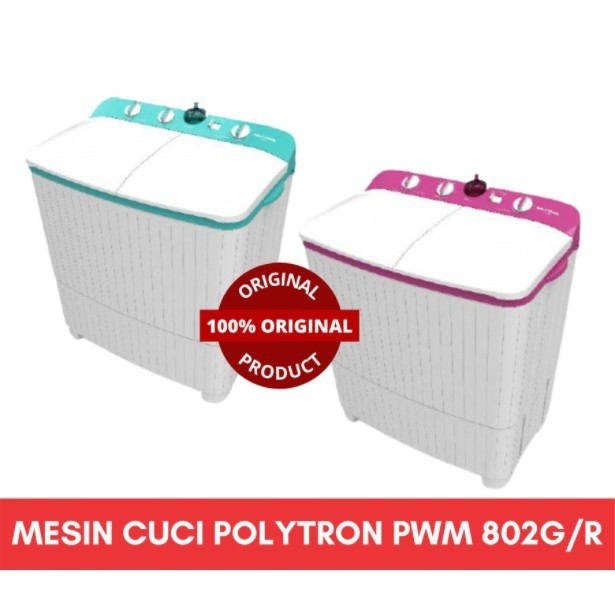 Polytron Mesin Cuci 2 Tabung 8 Kg Hijab Series PWM 802 PWM802 TwinTube