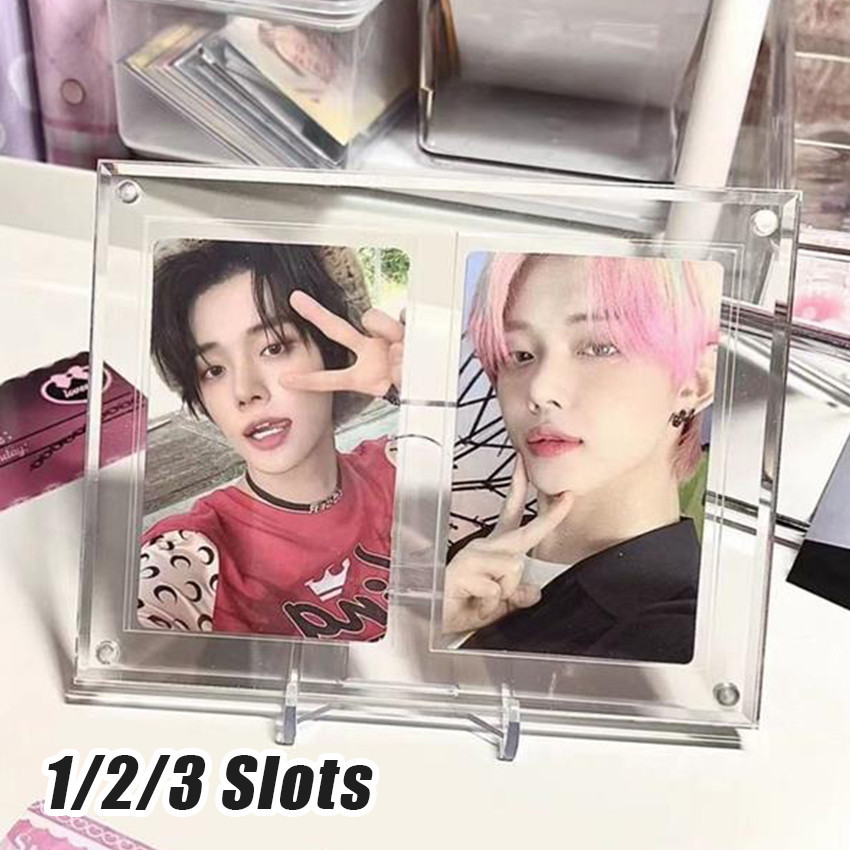 1/2/3 Slot Frame Photocard Foto Akrilik Stand Acrylic Transparan Frame Akrilik BTS Untuk 3 Photocard