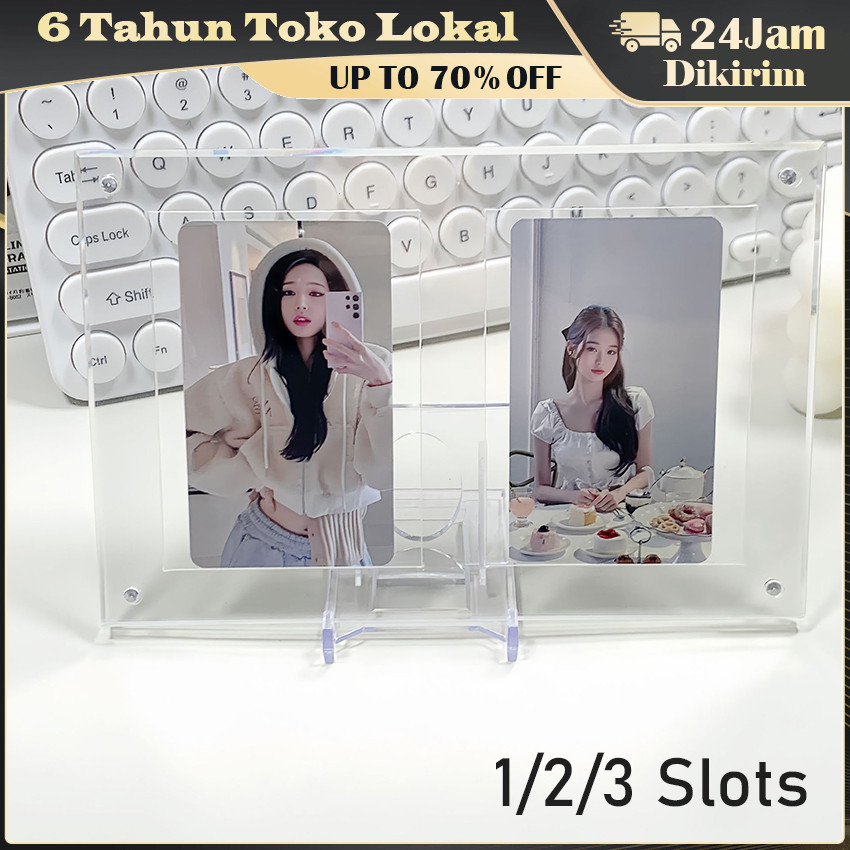 1/2/3 Slots Akrilik Sudah Termasuk Stand Kaki Bingkai Postcard Acrylic / Pigura Photo Postcard Photo