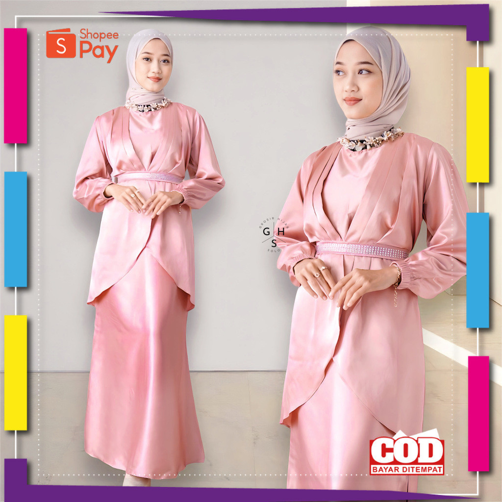 KAIN LEMBUT HALUS ADEM TEBAL / HAVANA DRESS MAXI GAMIS PESTA KONDANGAN TALI PINGGANG BAHAN SATIN PRE