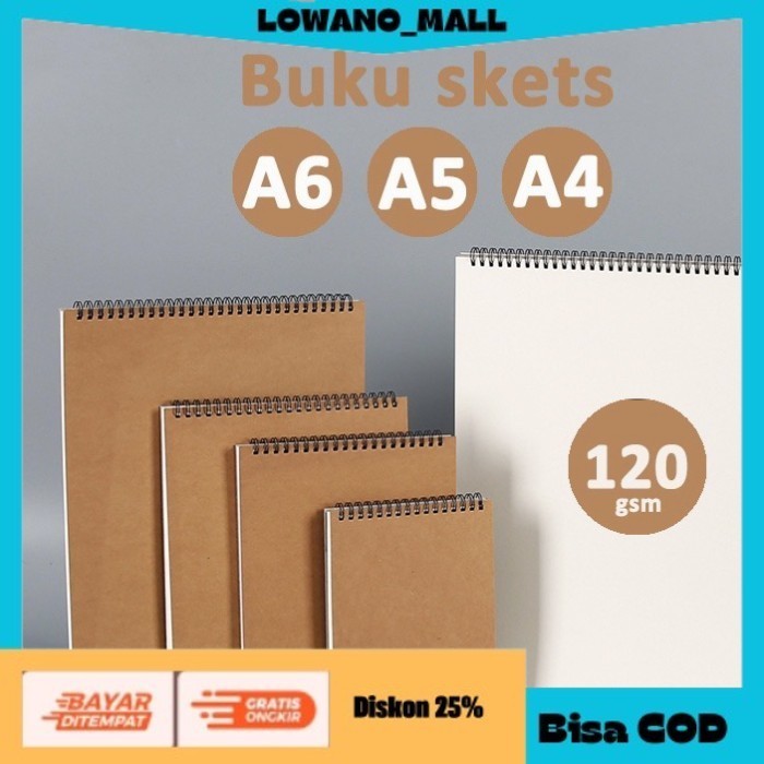 

[[LOWANOMALL6]] TERLARIS Sketch Book Buku Menggambar A6 A5 A4 High Quality 120 GSM Buku Gambar A6 COD