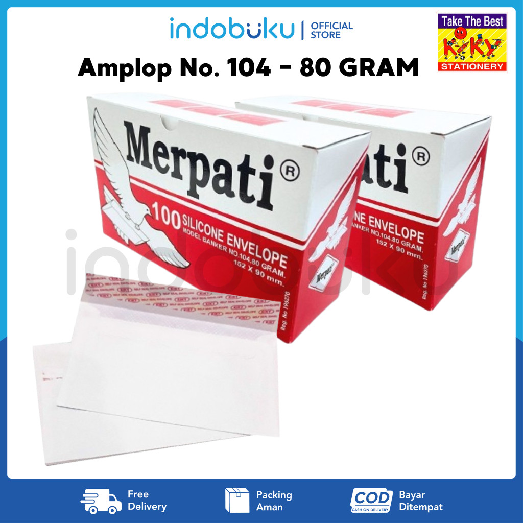 

Amplop Merpati No. 104 - 80 GRAM Silicone (Perekat) - 1 Pack isi 100 Amplop 62474612