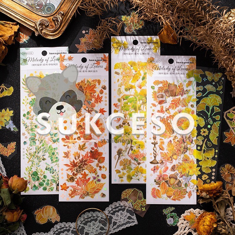 

Melody of Leaves Deco Stickers / Sticker PET Hologram Motif Leaf