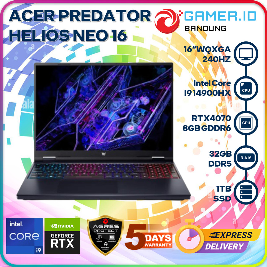 ACER PREDATOR HELIOS NEO 16 I9 14900HX RTX4070 32GB 1TB 16"WQXGA 240HZ