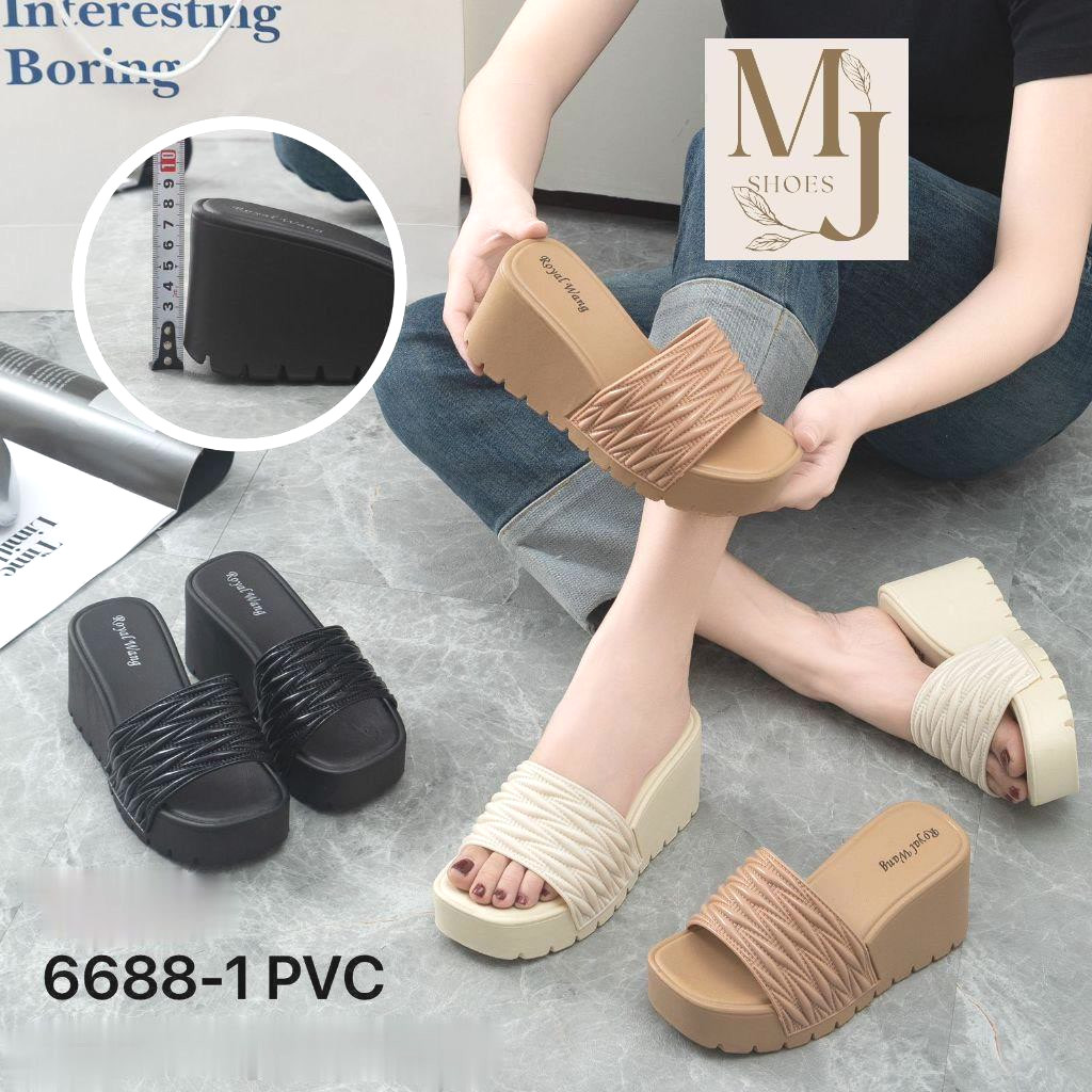 Sandal Selop Wedges Wanita Jelly  AURELIE  sendal wedges tinggi Import Terbaru JSI 6688-1