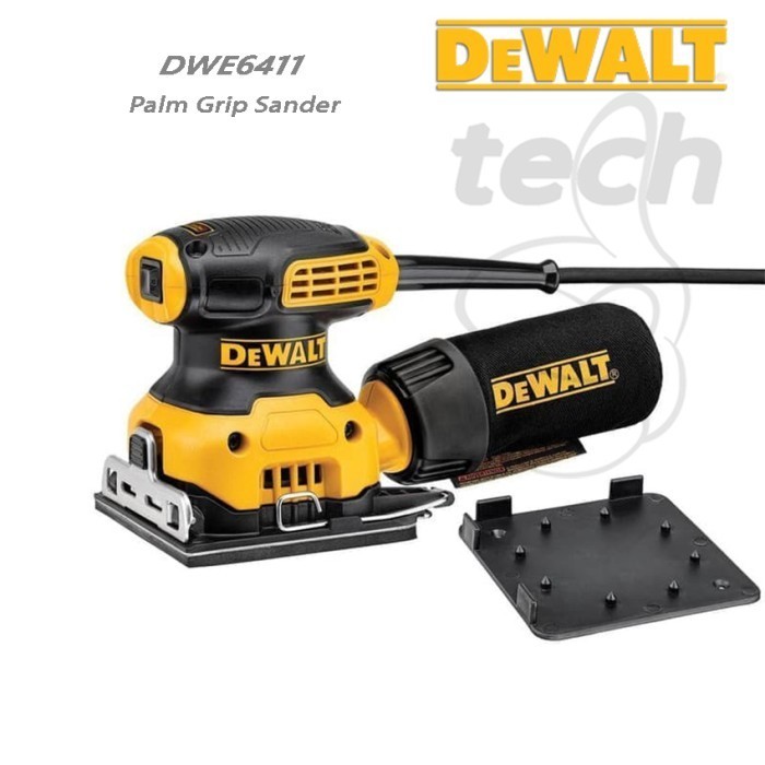 DeWalt DWE6411 1/4 Sheet Palm Grip Sander - Alat Amplas Orbital dengan Desain Ergonomis dan Pengumpul Debu