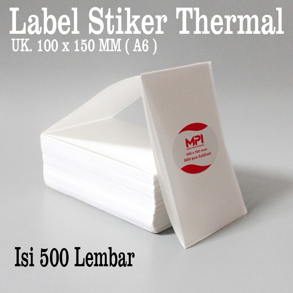

Label Stiker Thermal ( A6 ) 100 x 150 mm / Kertas Label Barcode MPI 10 x 15 cm - Isi 500 lembar / Kertas Print Thermal Lipat