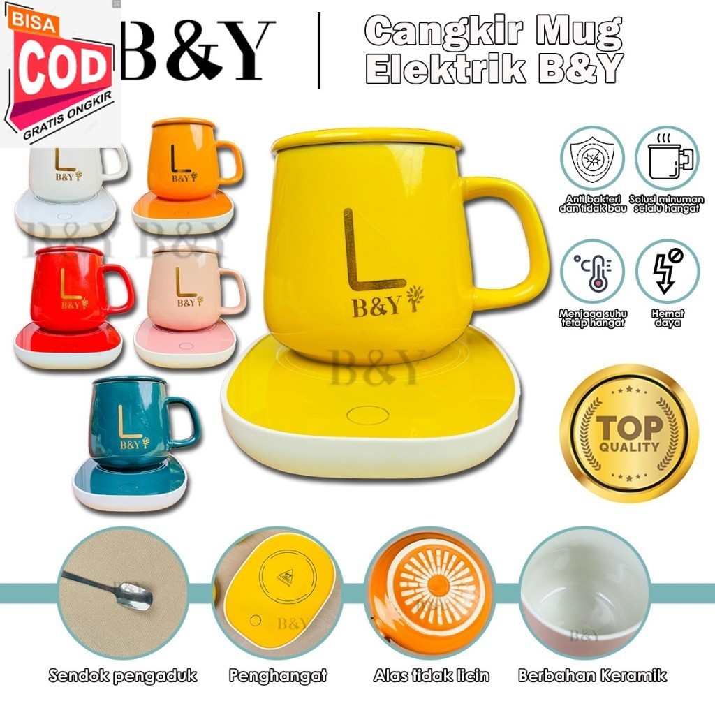 Gelas Keramik Elektrik / Mug Dengan Tatakan Pemanas Elektrik / Set Gelas Keramik Dengan Pemanas Elek