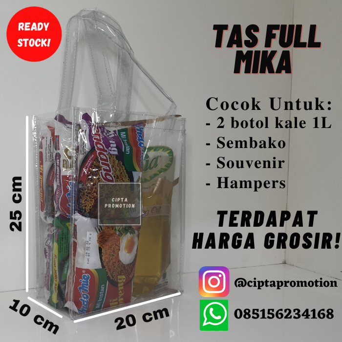 

Tas full mika transparant, goodie bag - 15x15x25