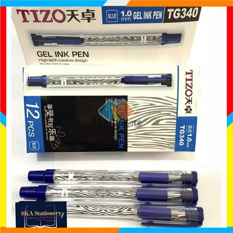 

TIZO TG340 1.0mm BIRU Bolpen pena Gel ink pen 1Pack / 12Pcs