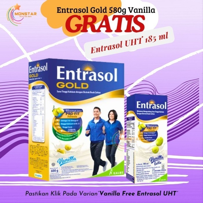 

SUSU ENTRASOL GOLD 600GR VANILA COKLAT - Vanila Free UHT