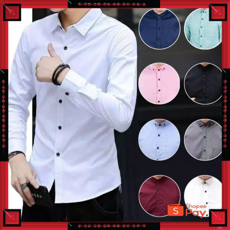 KAIN ADEM LEMBUT HALUS TEBAL / Baju Kemeja Polos Pria Lengan Panjang Kasual Hem Premium kemeja brand