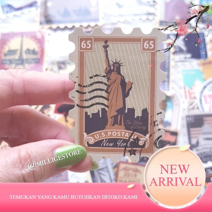 

50 Pcs Stiker Stamp Perangko Travel Koper Rimowa Retro Post