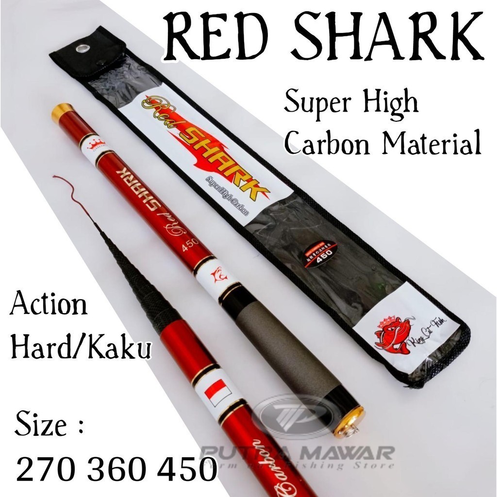 Gamaru Red Shark 270 360 450 Power 5kg Joran Tegek Ruas Pendek Bahan Carbon Action Hard Walesan Tong