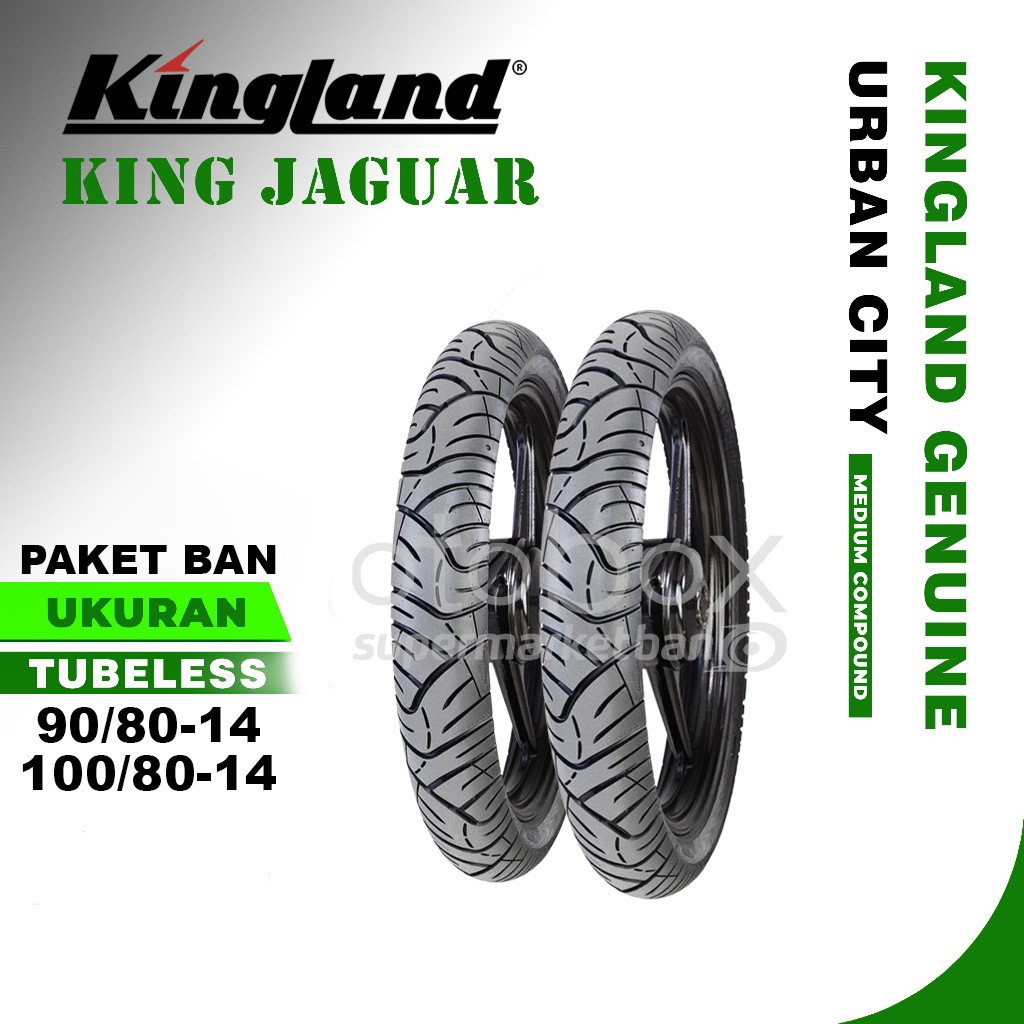 Paket Ban Motor Depan Belakang Kingland King Jaguar Ukuran 90/80 & 100/80 Ring 14 Tubeless Untuk All