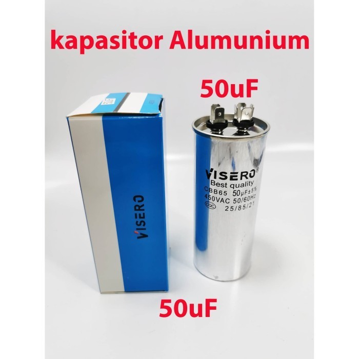 LG09 kapasitor alumunium 50uF VISERO / capasitor AC genset kulkas 50uf