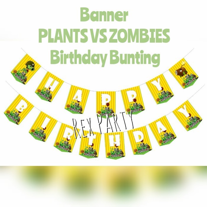 Vincent Banner Plants Vs Zombies/Plants vs Zombies Bunting Birthday Banner