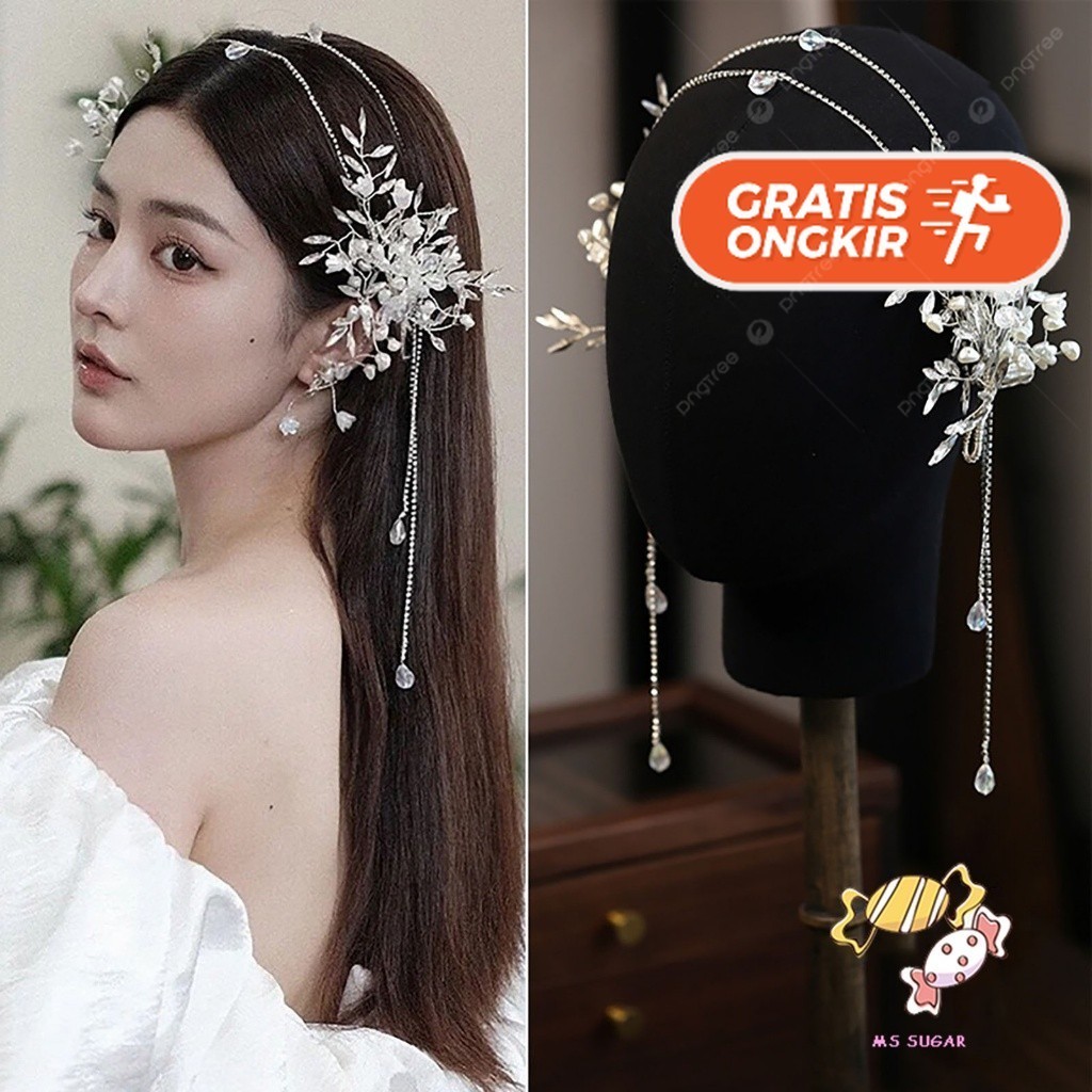 Terlaris ~YADORNOS Set Anting Tusuk Gantung Kalung Rantai Mutiara Handmade Untuk Pengantin Wanita Br