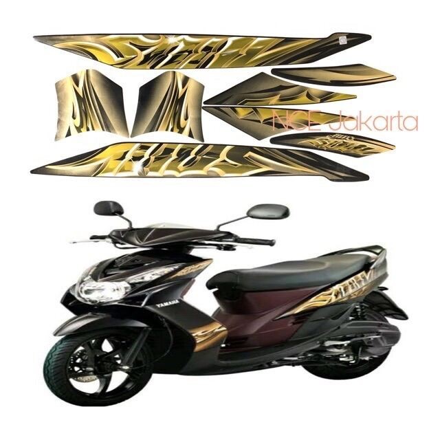 STIKER STRIPING MOTOR MIO SOUL CARBU 2010 HITAM