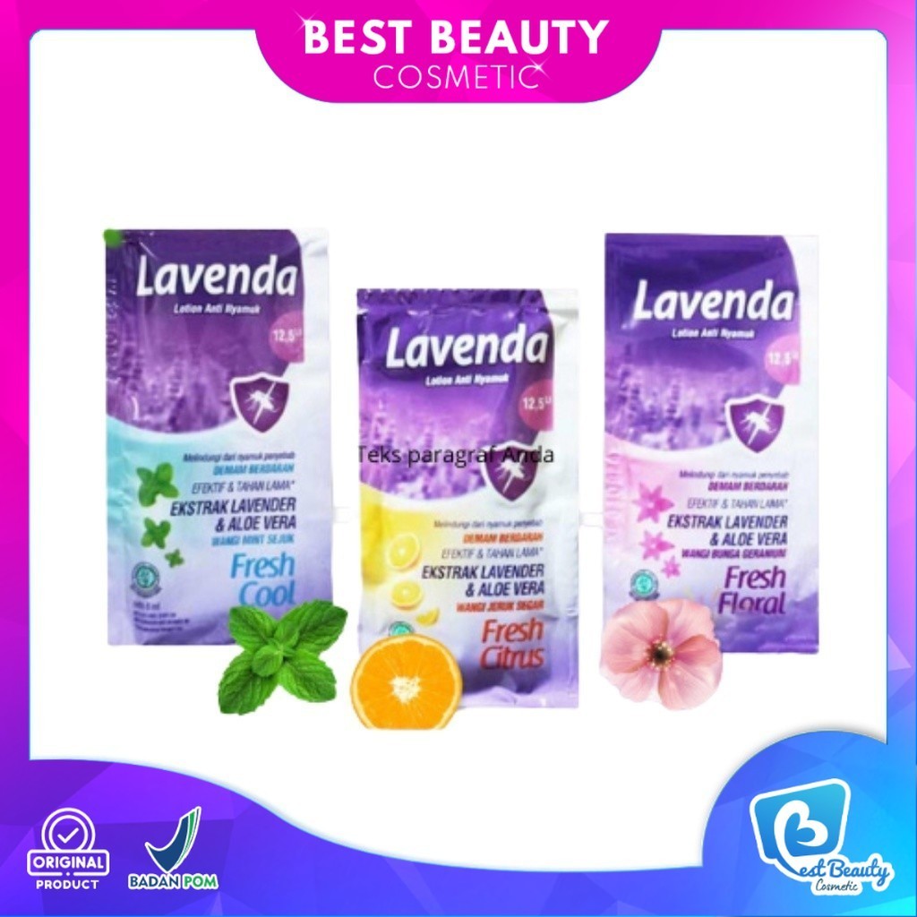 Lavenda Lotion Anti Nyamuk 8ml - Lavenda Sachet - Satuan 8ml | Best Beauty Cosmetic