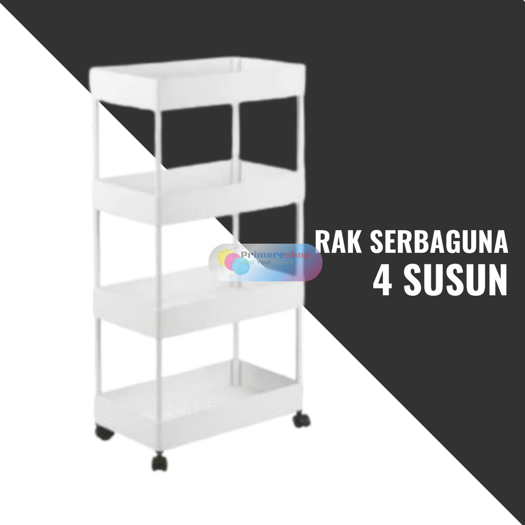 Rak Dapur Minimalis Aesthetic / Rak Roda 4 Susun Plastik Serbaguna GSF