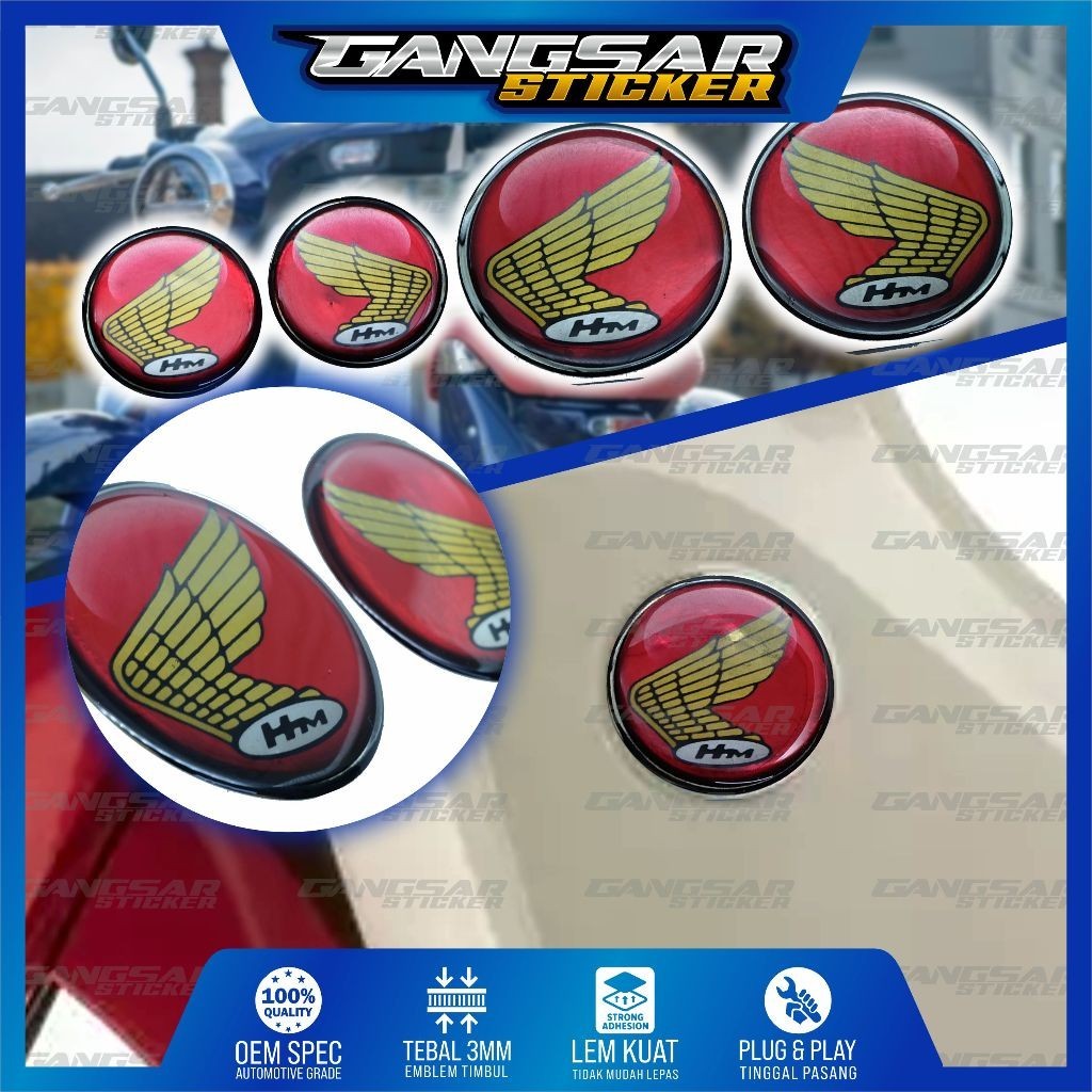 Emblem Honda Retro bulat / Emblem Honda Redwings / Emblem honda monkey / Emblem Redwings retro / emb