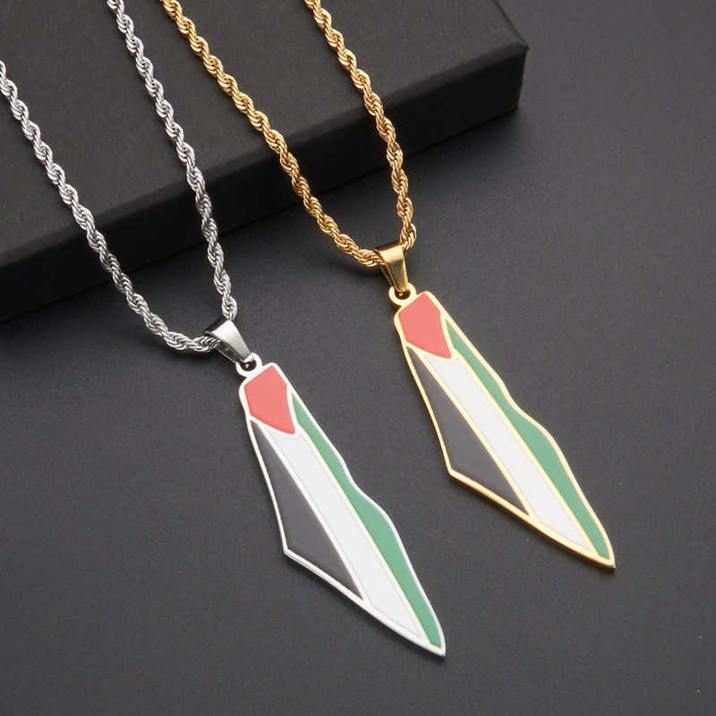 Amazon Cross-border Stainless Steel Fashionable Unique Map Pendant Necklace For Israel Palestine