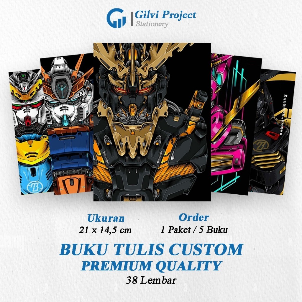 

Buku Tulis Sekolah Custom Tema GUNDAM Bergaris 38 Lembar 1 Pak Isi 5 Buku/ Buku Tulis Anime/ Buku Aesthetic/ Buku Catatan