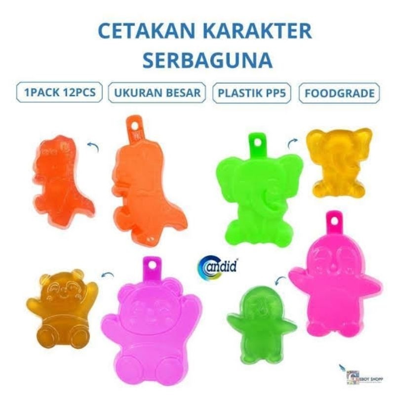 1 lusin mix cetakan serbaguna karakter / cetakan agar karakter /cetakan  puding  /12 pcs cetakan bon