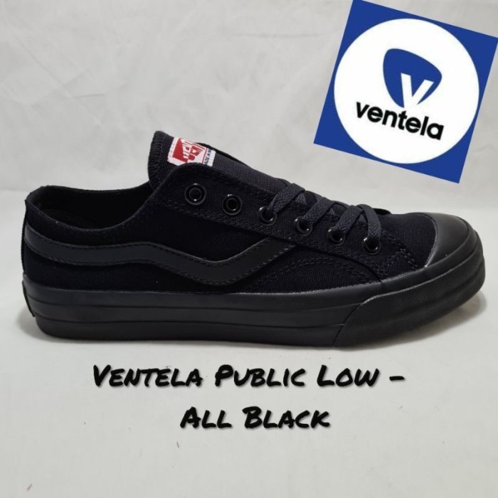 SEPATU SEKOLAH VENTELA PUBLIC HITAM POLOS (100% ORIGINAL MERK VENTELA) - PENDEK, 43