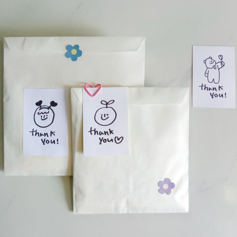 

[ , ] (8 Model) 2pcs Paper Bag/Kantong Kertas Amplop Flat dengan Stiker Lucu