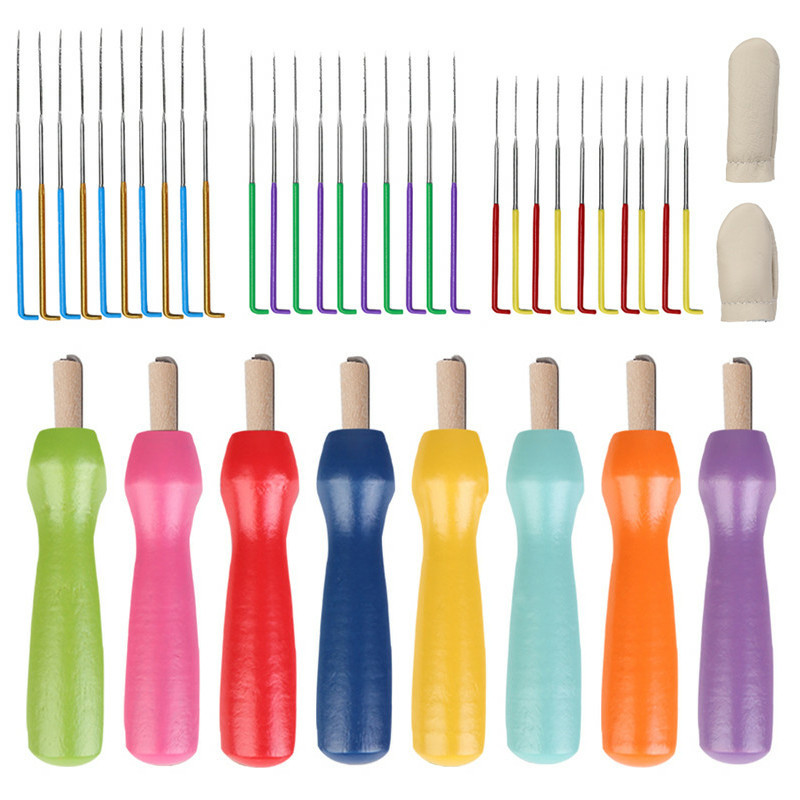 IMZAY Wool Felting Kit With 8 Pcs Colorful Wooden Felting Tools And 30 PCS 3 Sizes Felting Needles D
