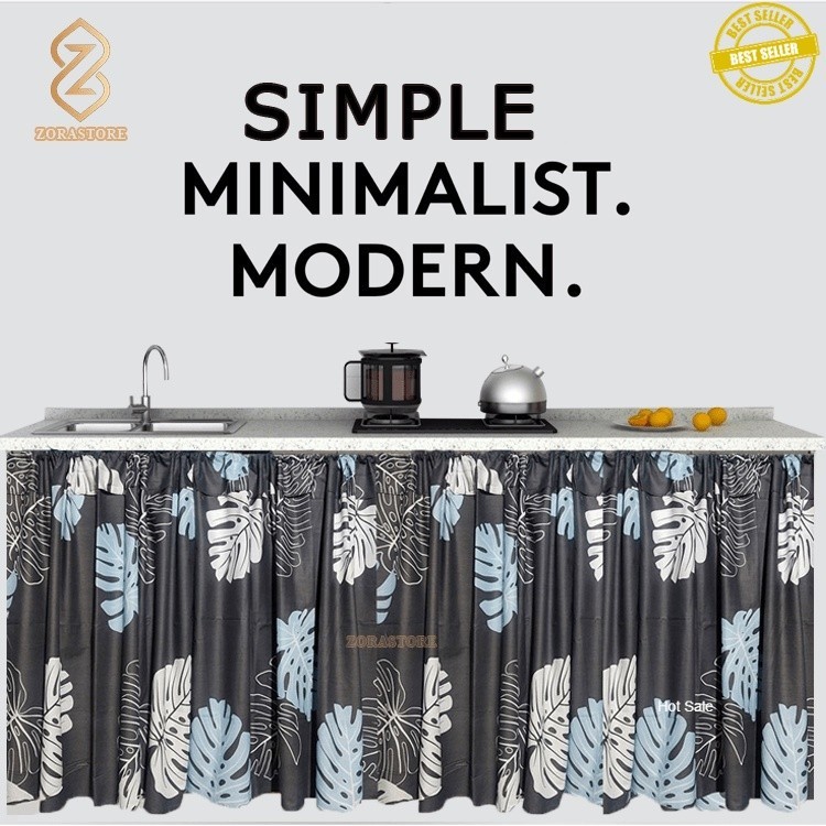 Gorden Tirai Kolong Meja Dapur poni Minimalis
