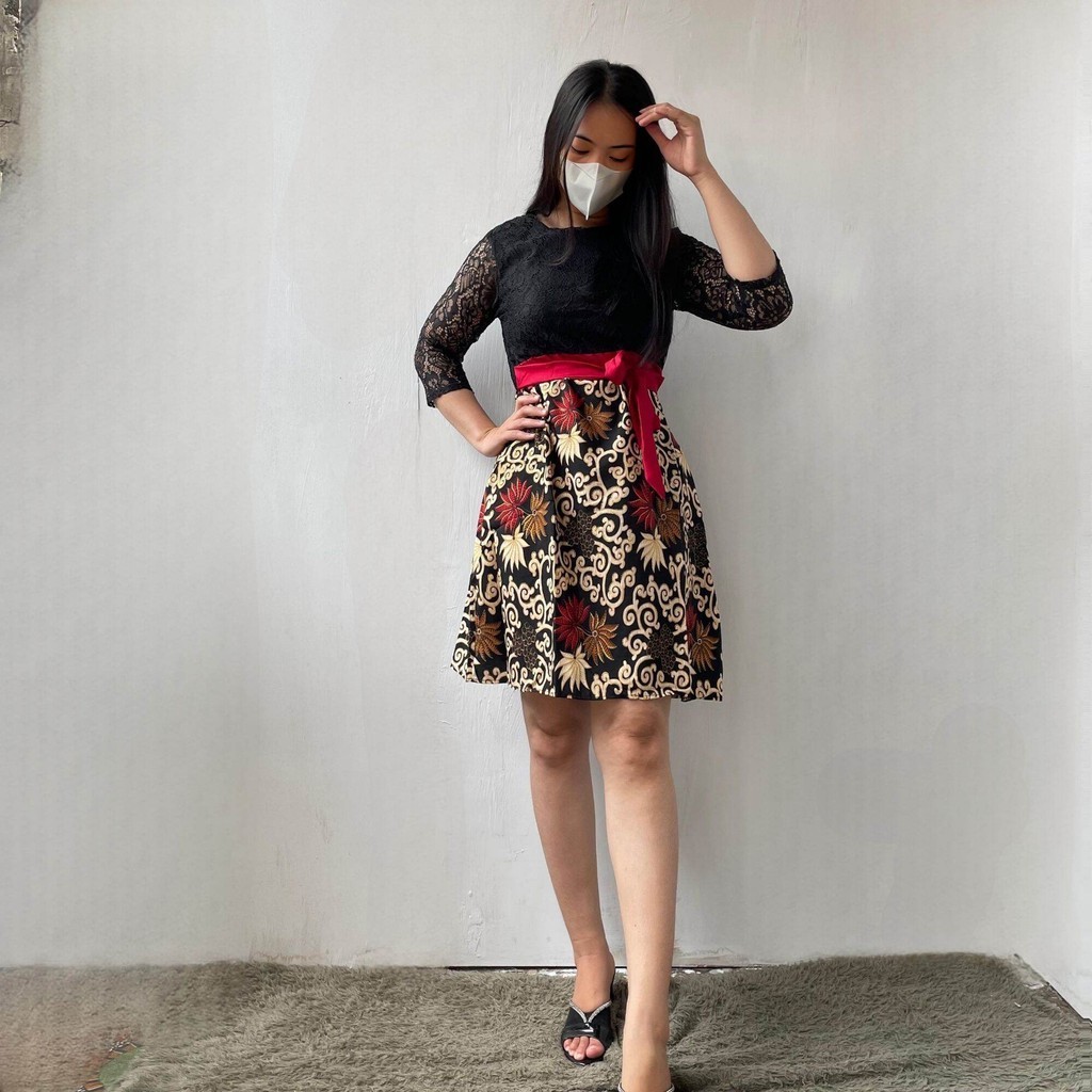 Dress Batik Wanita Modern Mini Dress Remaja Natal Dan Gereja Gaun Pesta Sexy Ivana Zh